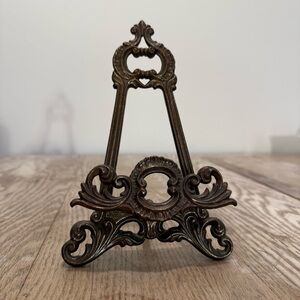 Vintage Brass Folding Easel Stand Victorian Style Plate Holder‎ Tabletop Display